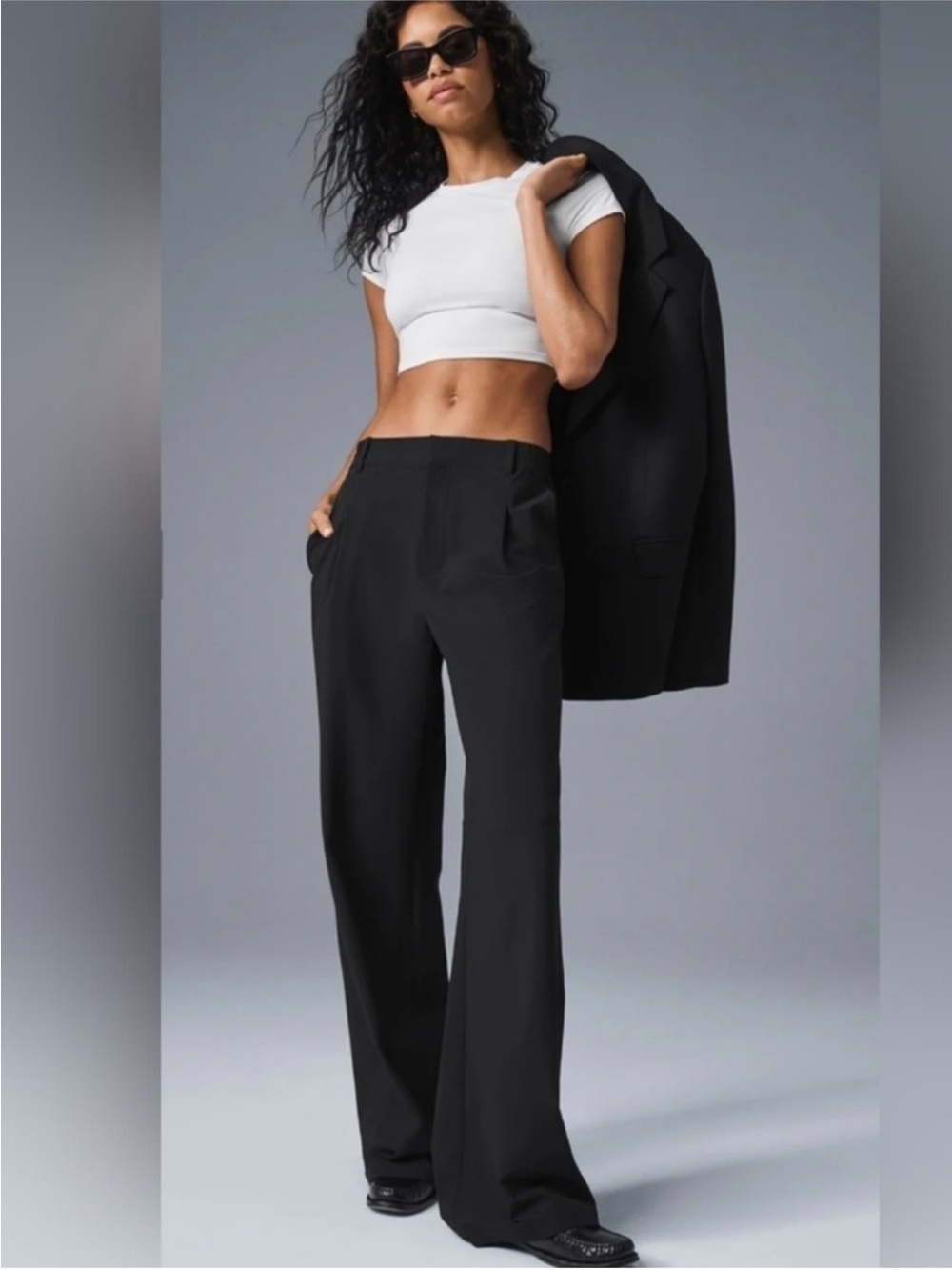 Alo Yoga High Waist Dreamscape Trousers Wide Leg Black Sz S 4-6 W51263R